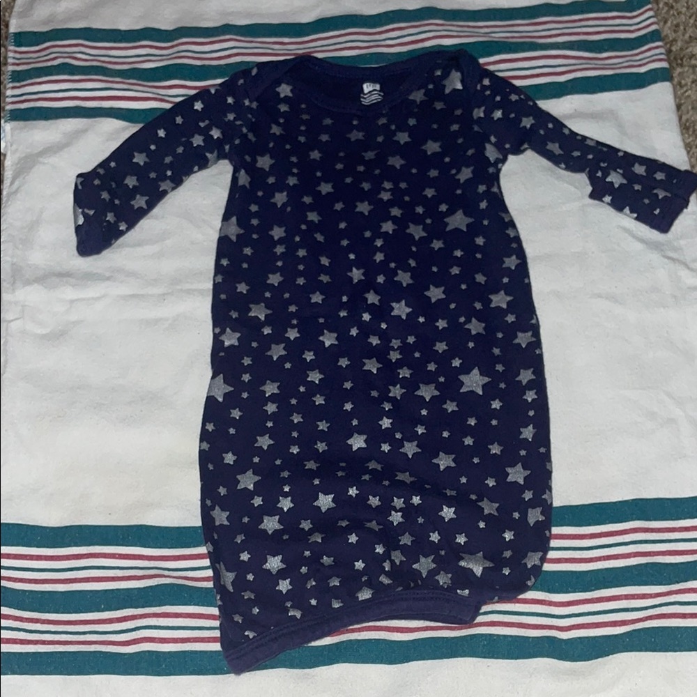 Navy Star Print Baby Gown